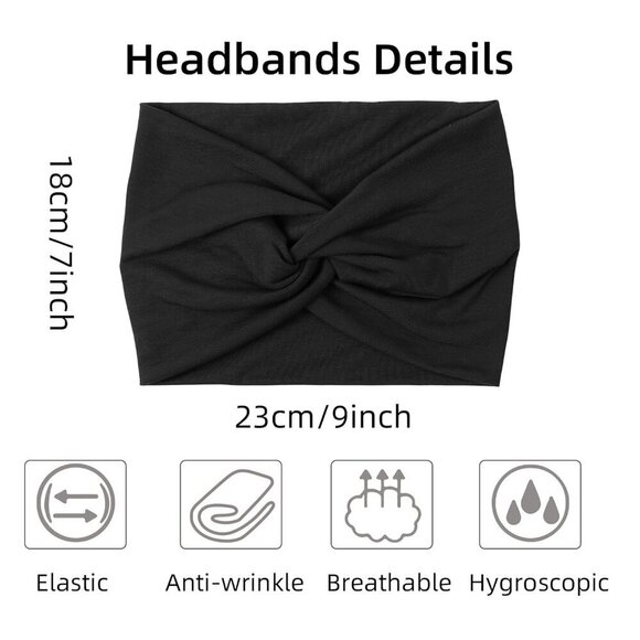 Women’s Wide Fabric Headbands 7 Inch Pack Non Slip Yoga Workout Accessories main image 5